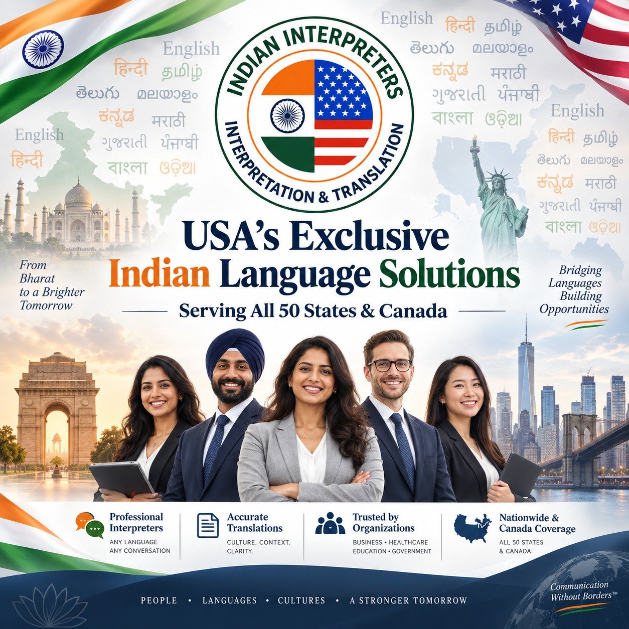 Indian Interpreters — USA's Exclusive Indian Language Solutions, Interpretation & Translation, serving all 50 states & Canada